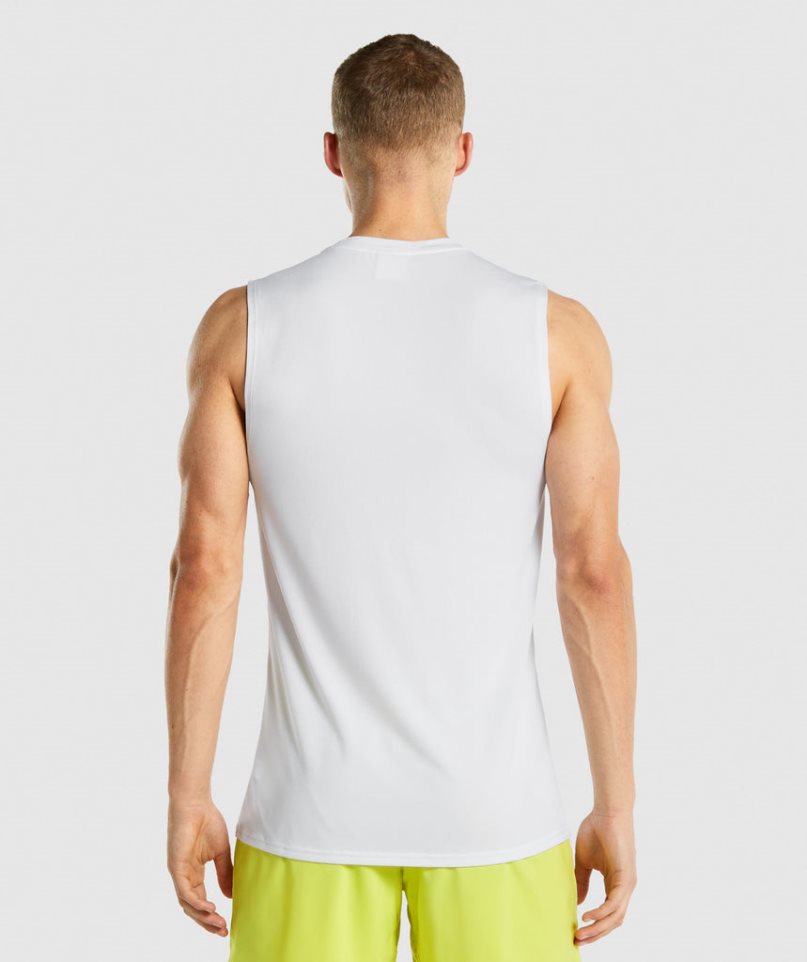 Men's Gymshark Arrival Sleeveless Tanks White | NZ 9DMSGT